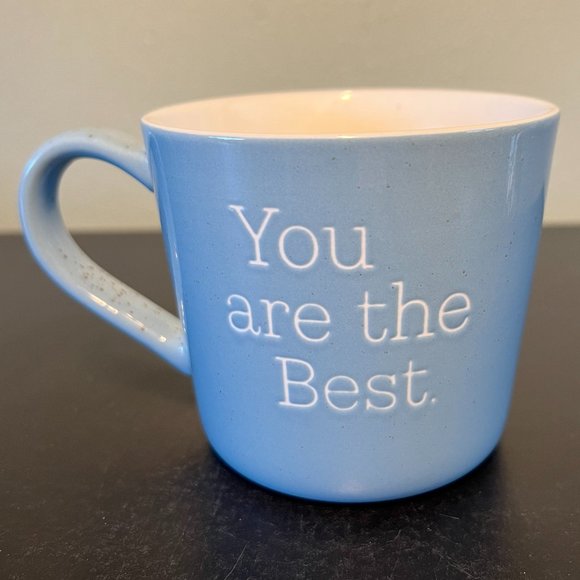 Two (2) Threshold YOU ARE THE BEST Robin Eggshell Blue Speckled Stoneware Mugs - Picture 2 of 9